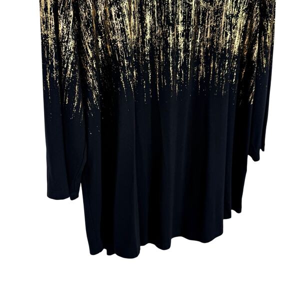 JM Collection Plus Size XXL 2X Gold Sparkly Black Formal Blouse Shirt Top Dinner - Picture 5 of 8